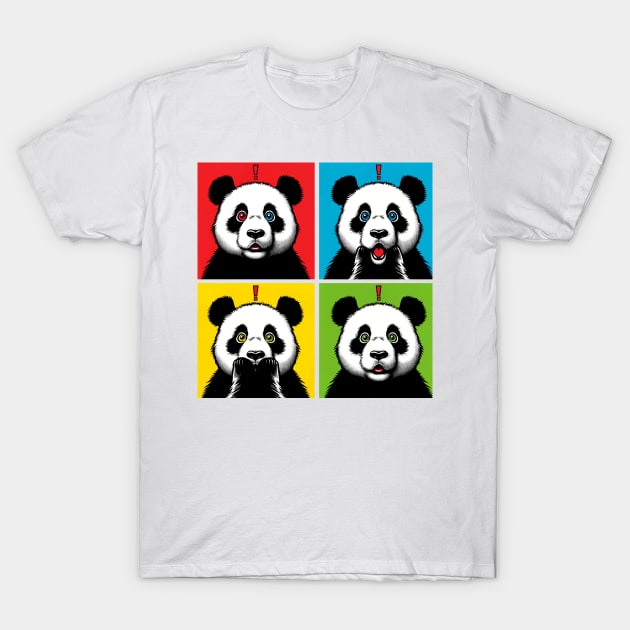 Pop Surprised Panda - Funny Panda Art T-Shirt by PawPopArt